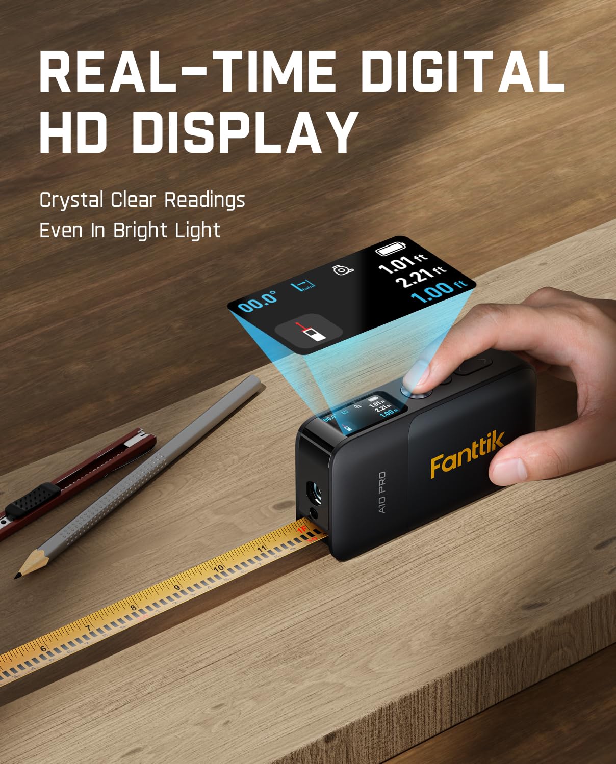 Fanttik A10 Pro 2-in-1 Digital Laser Tape Measure with HD IPS Color Display