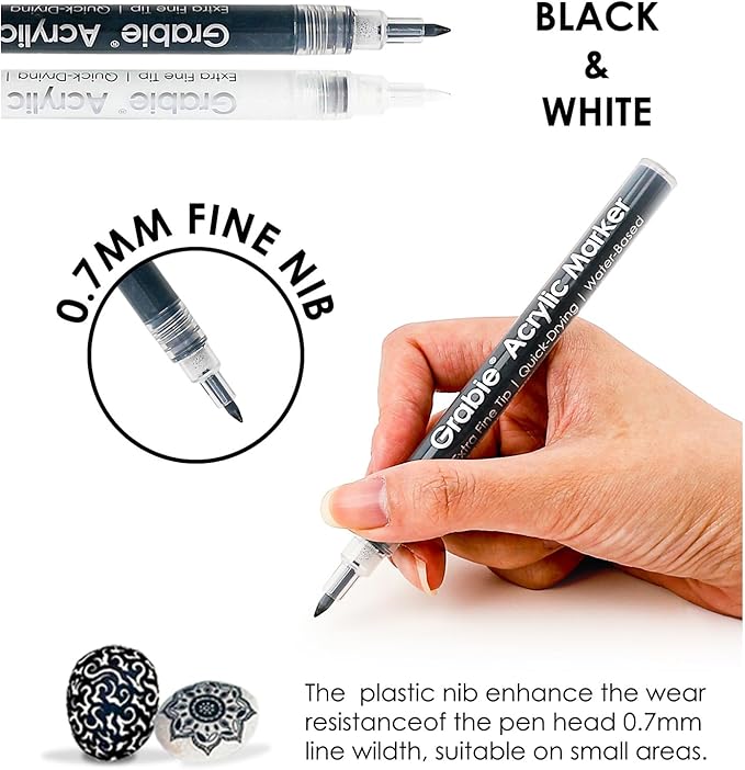 Black & White Extra Fine Tip Acrylic Paint Marker Set