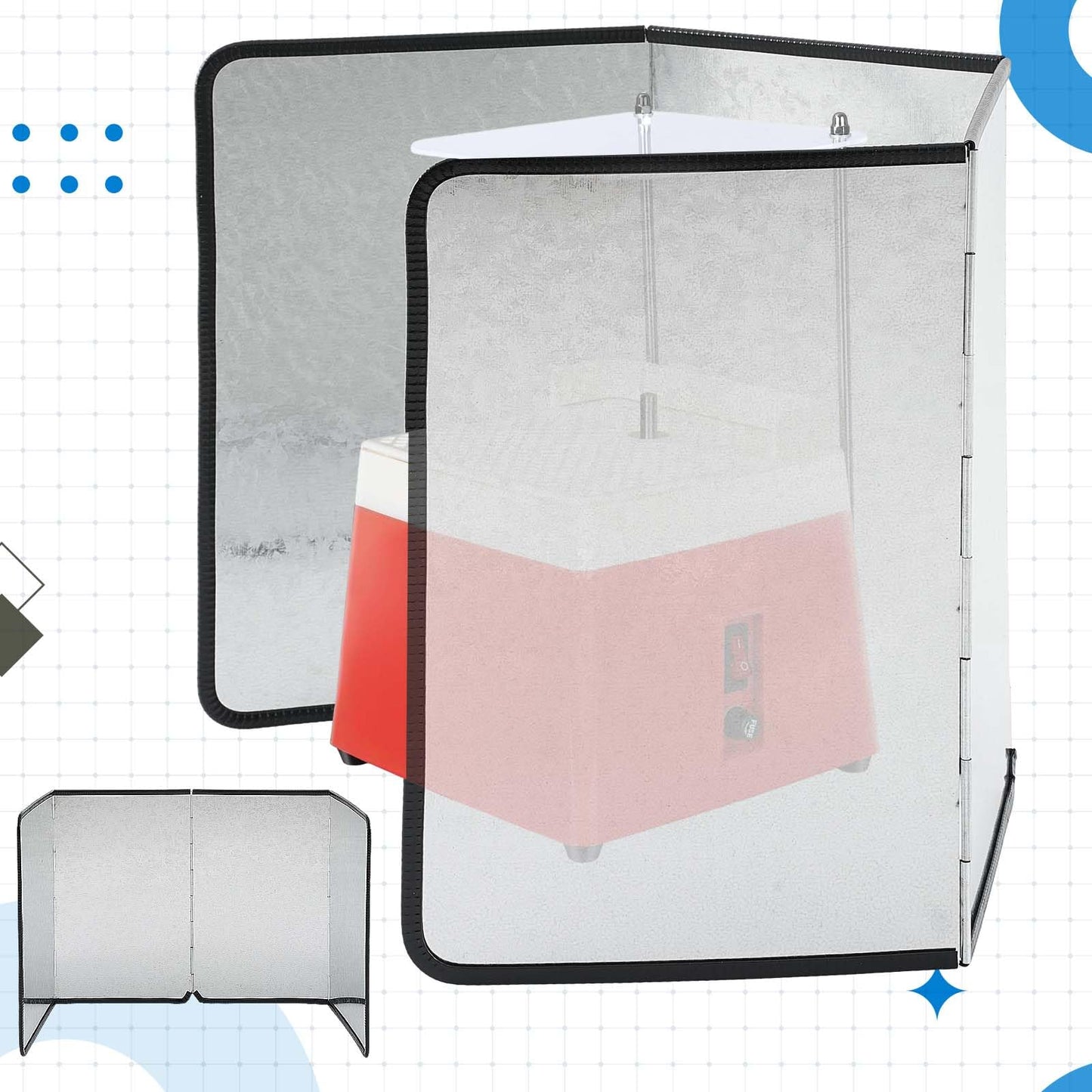 Splatter Guard Stained Glass Supplies 39.37 x 16.14 Inch Galvanized Sheet Grinder Splatter Screen Foldable Anti Splash Guard 4 Sided Protector with Power Cord Notch for Glass Grinding Machine