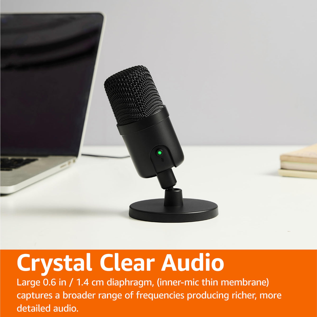 Microphone for PC, 360° Adjustable Stand, Plug and Play, 5.8" x 3.4", Black