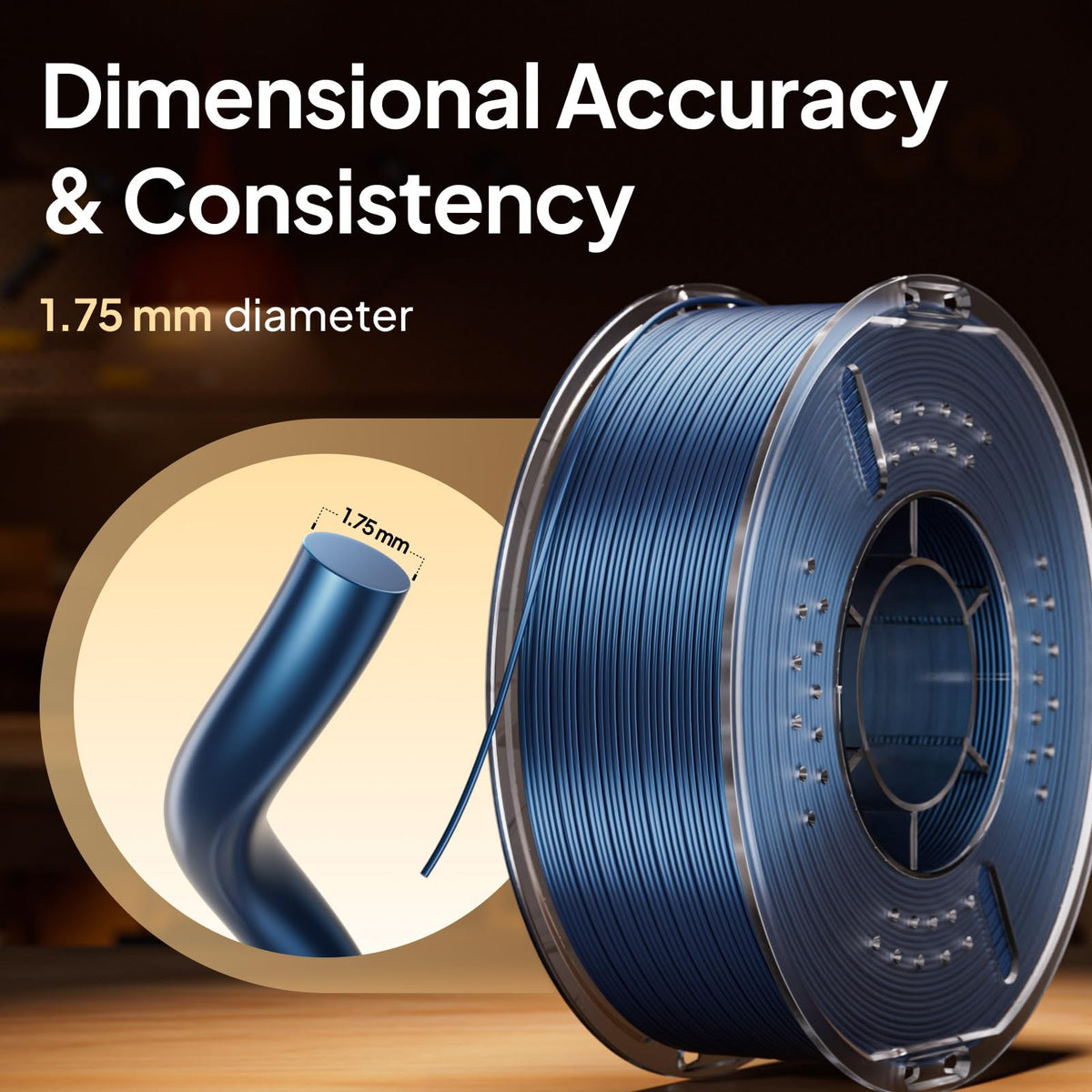 ELEGOO PLA 3D Printer Filament 1.75mm Metallic Blue 1KG