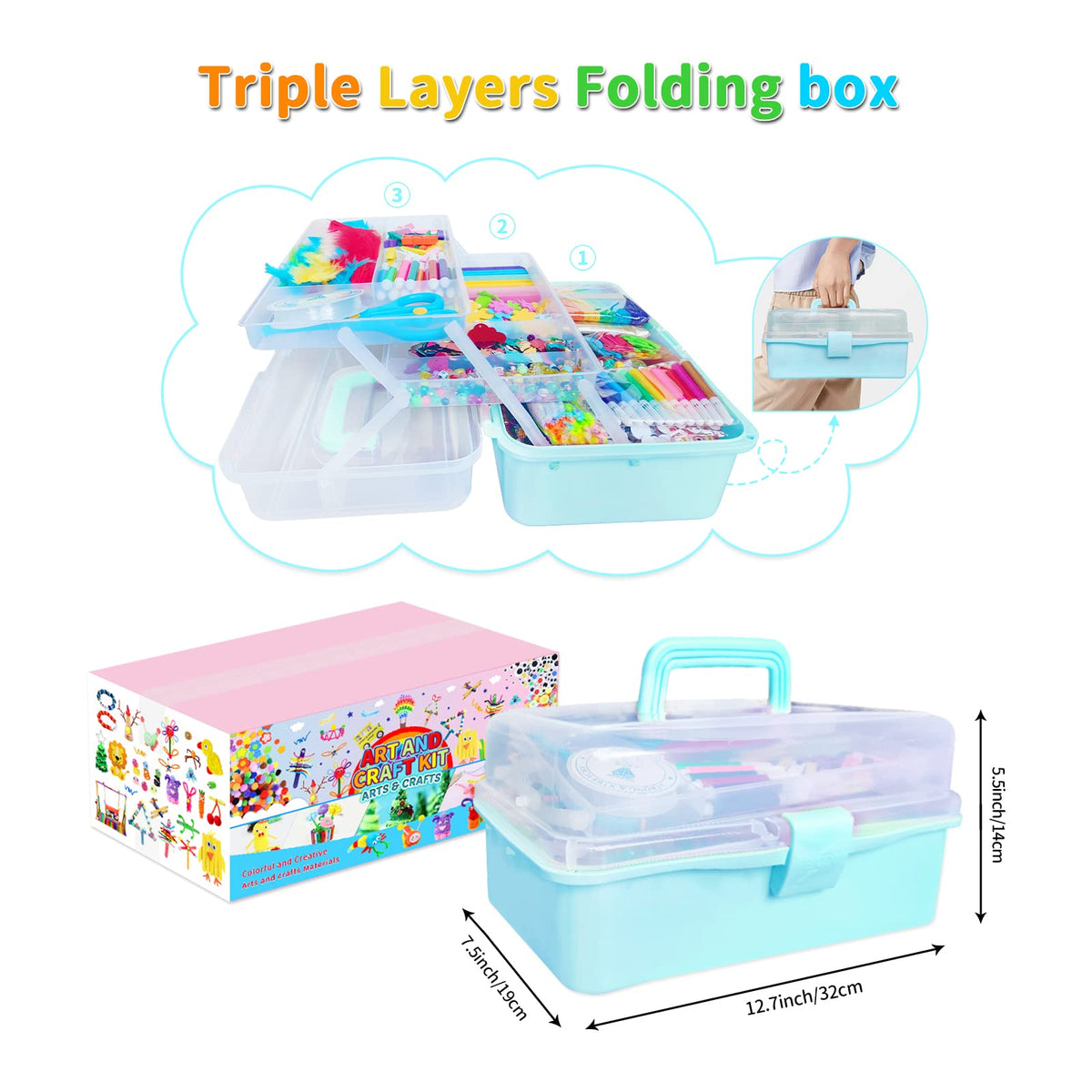 Itopstar 3000+ pcs Arts and Crafts Supplies for Kids | Craft Kit Box for Kids Age 4-5, 4-8, 6-8, 8-12 | Craft Supplies & Materials Crafts Set Toys Art Box Gifts