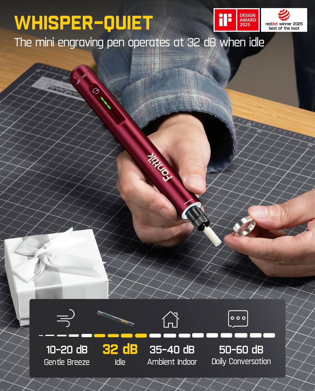 Fanttik Mini Cordless Rotary Tool Kit, Engraving Pen, 3D Printer Sanding, Polishing, Drilling, Carving, DIY Crafts - Red