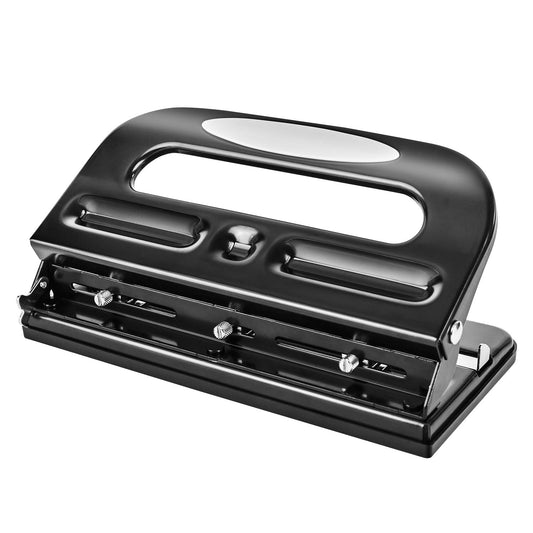 Semi-Adjustable 3-Hole Punch, 30 Sheet Capacity, Black