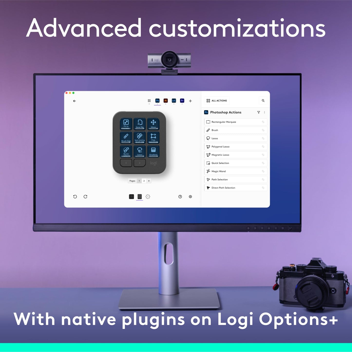 Logitech MX Creative Console, 9 Customizable LCD Keys,