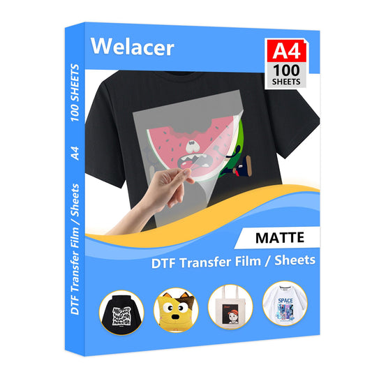 100 Sheets DTF Transfer Film Paper A4 Double Sided Thick Clear Pretreat Sheets