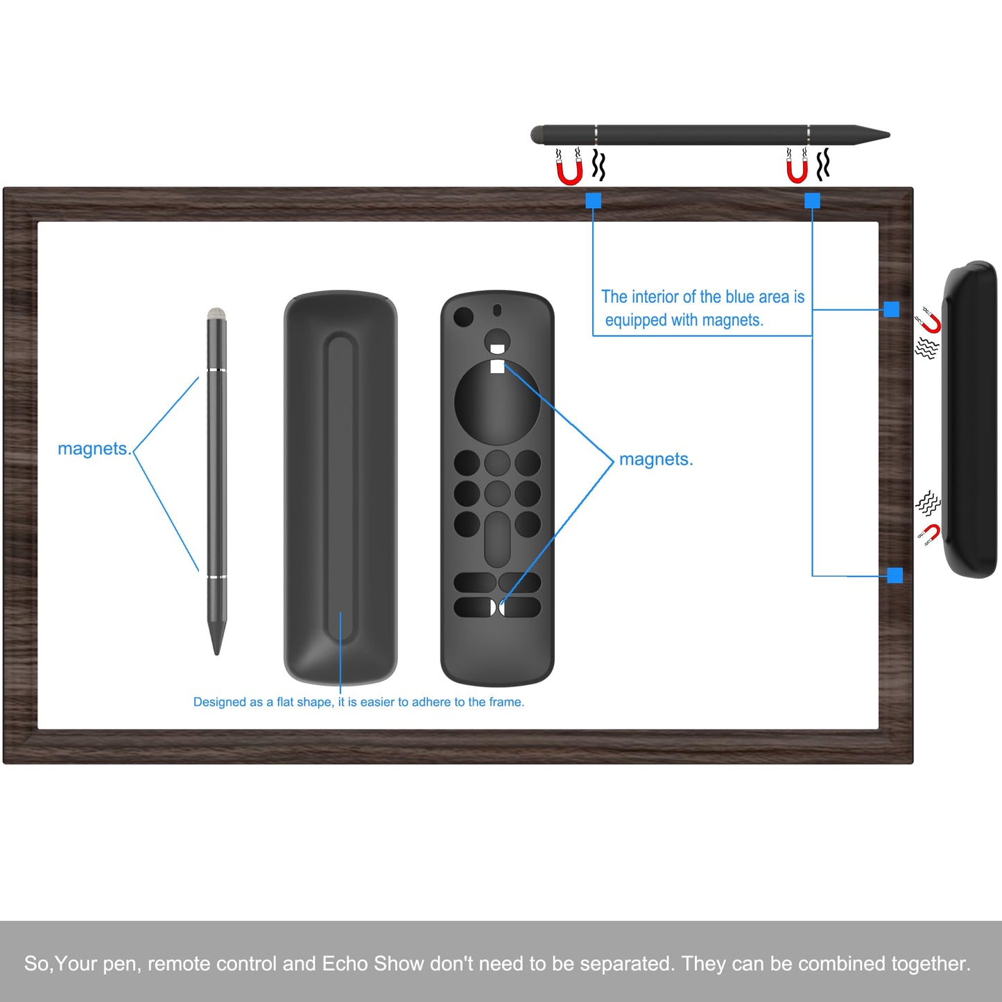 Wooden Frame for Echo Show 15,Echo Show 15 Screen Protector, Stylus Pen, Remote case Covers. (Dark Brown(Black Walnut)