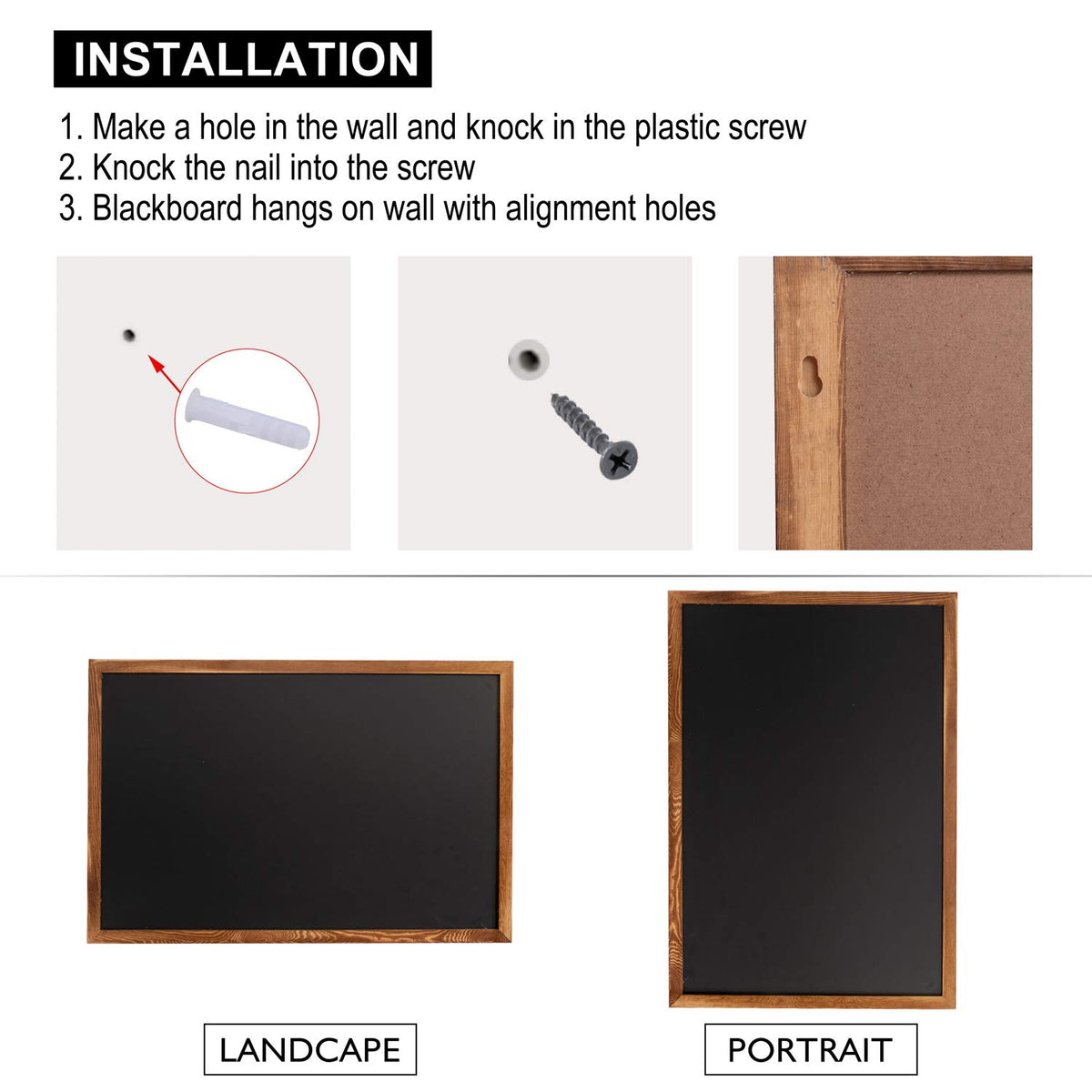 Board2by Large Magnetic Chalkboard Black Board 46 x 32 in, Rustic Brown