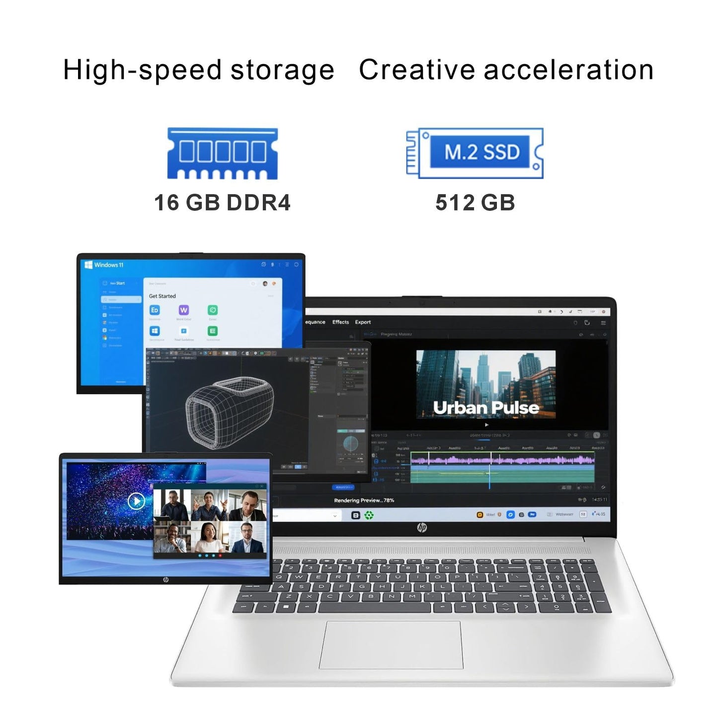 HP 17 inch Business Laptop • 2026 Edition • Latest AMD Ryzen 5 CPU • 16GB RAM - 512GB SSD - 17.3" FHD Display • Copilot + • Long Battery Life • Windows 11 with Office 365 for The Web