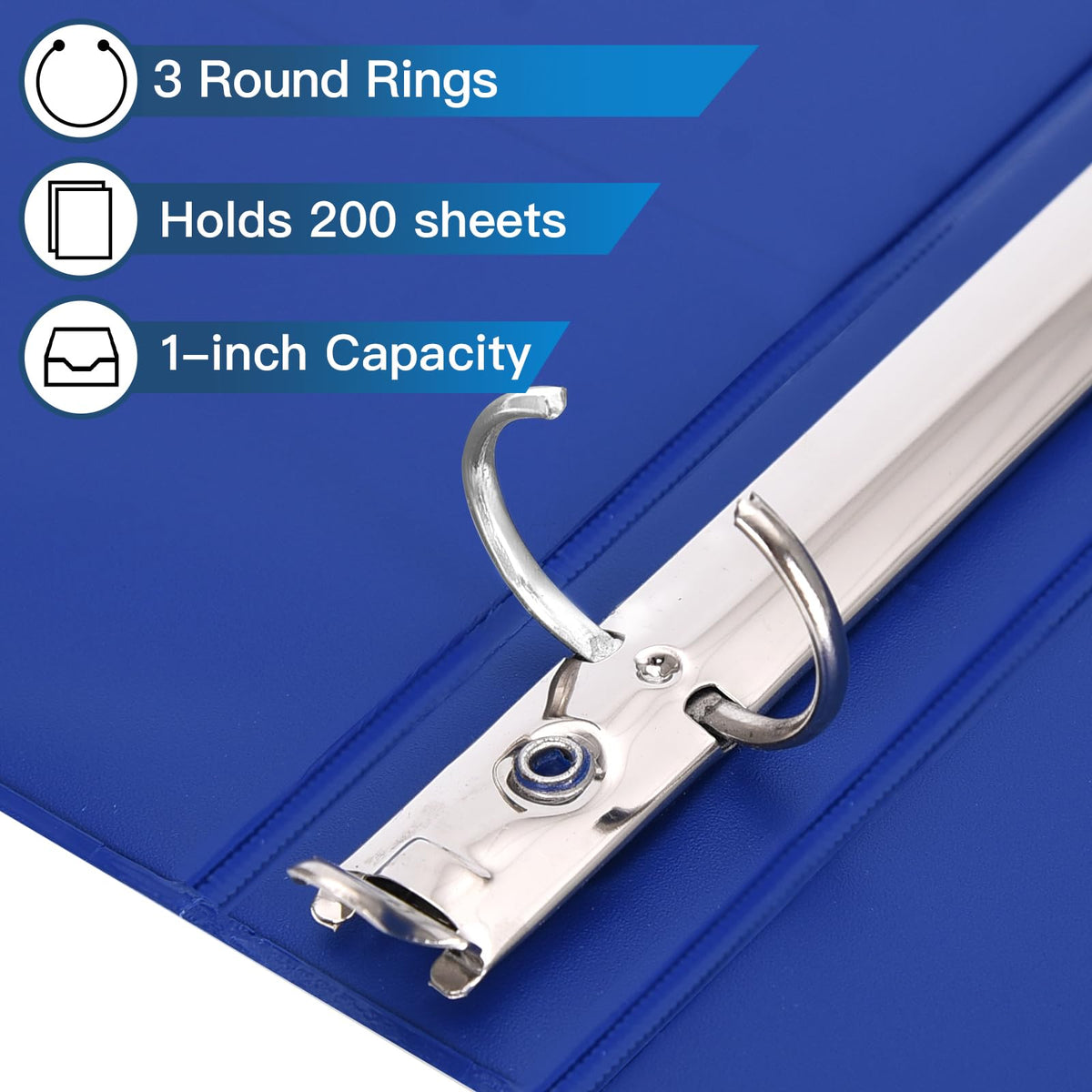 1-inch 3 Ring Binder with 2 Interior Pockets, (6-Color Assorted ...