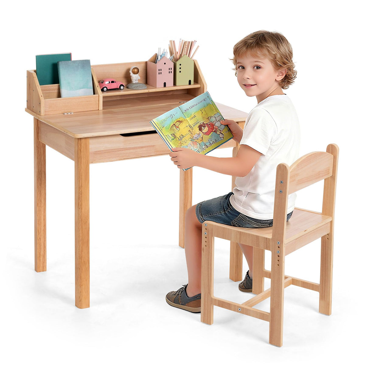 UNICOO® Wood Kids Desk and Chair Set