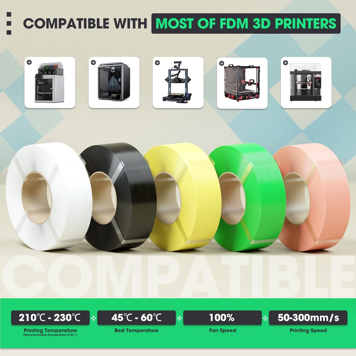 eSUN PLA Basic Refill Filament, Holly Green 1.75mm 1KG, 3D Printer Filament