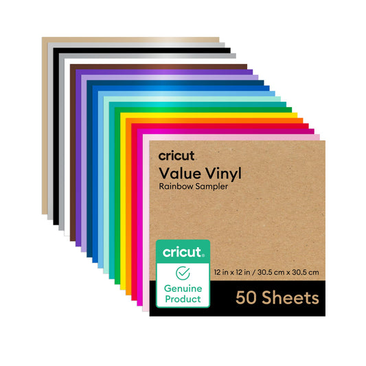 Permanent Vinyl - 50ft Rainbow Sampler, 12in x 12in Sheets (50 Count)