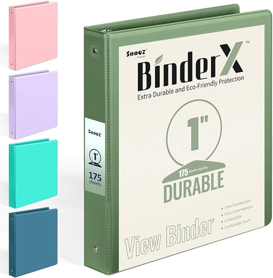 Extra Durable 3 Ring Binder, Round Ring 1 Inch