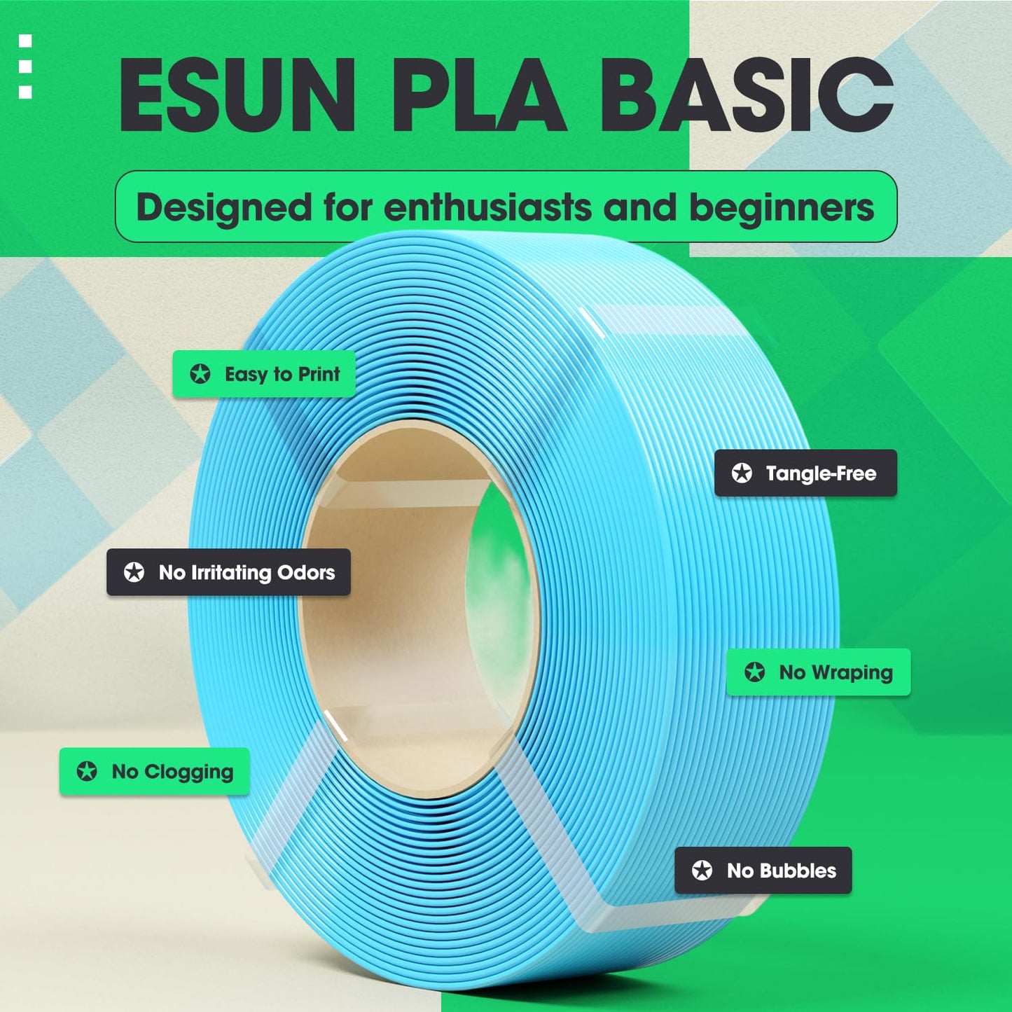 eSUN PLA Basic Refill Filament, Holly Green 1.75mm 1KG, 3D Printer Filament