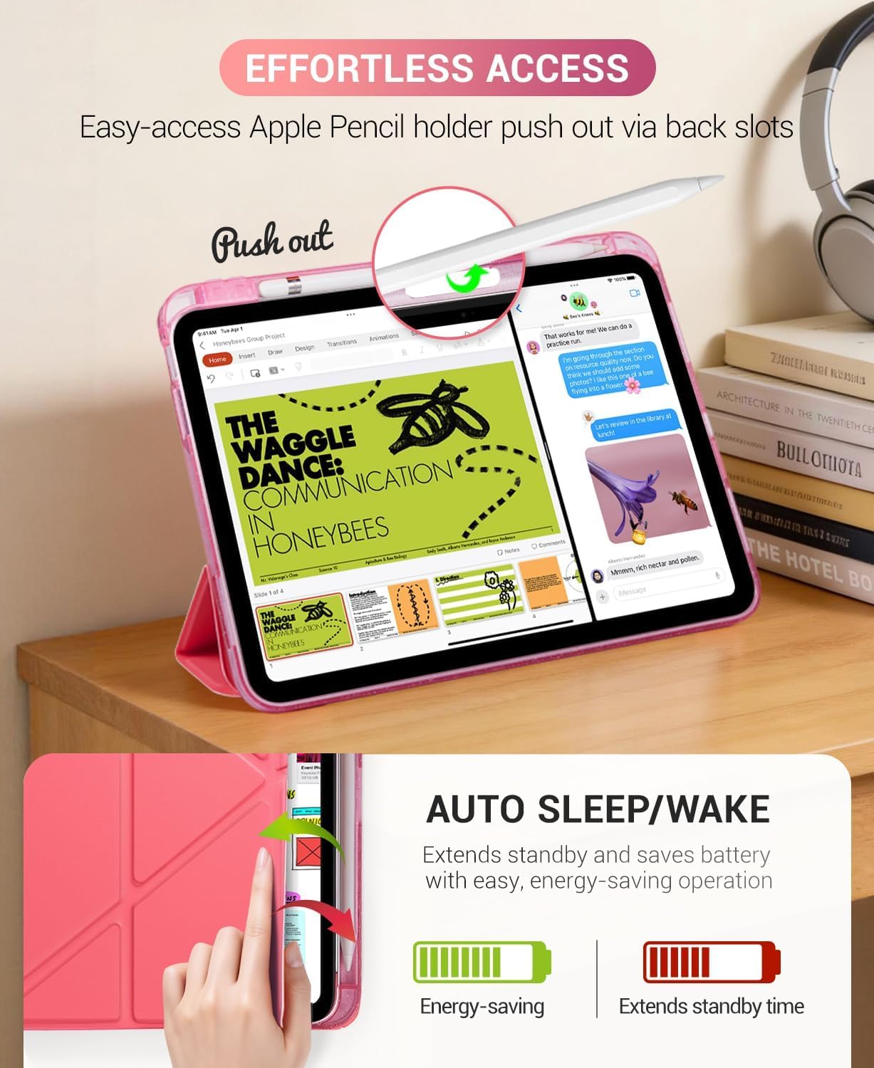 CoBak Case for iPad (A16) 11th Generation, iPad 10th Gen, Pink Glitter