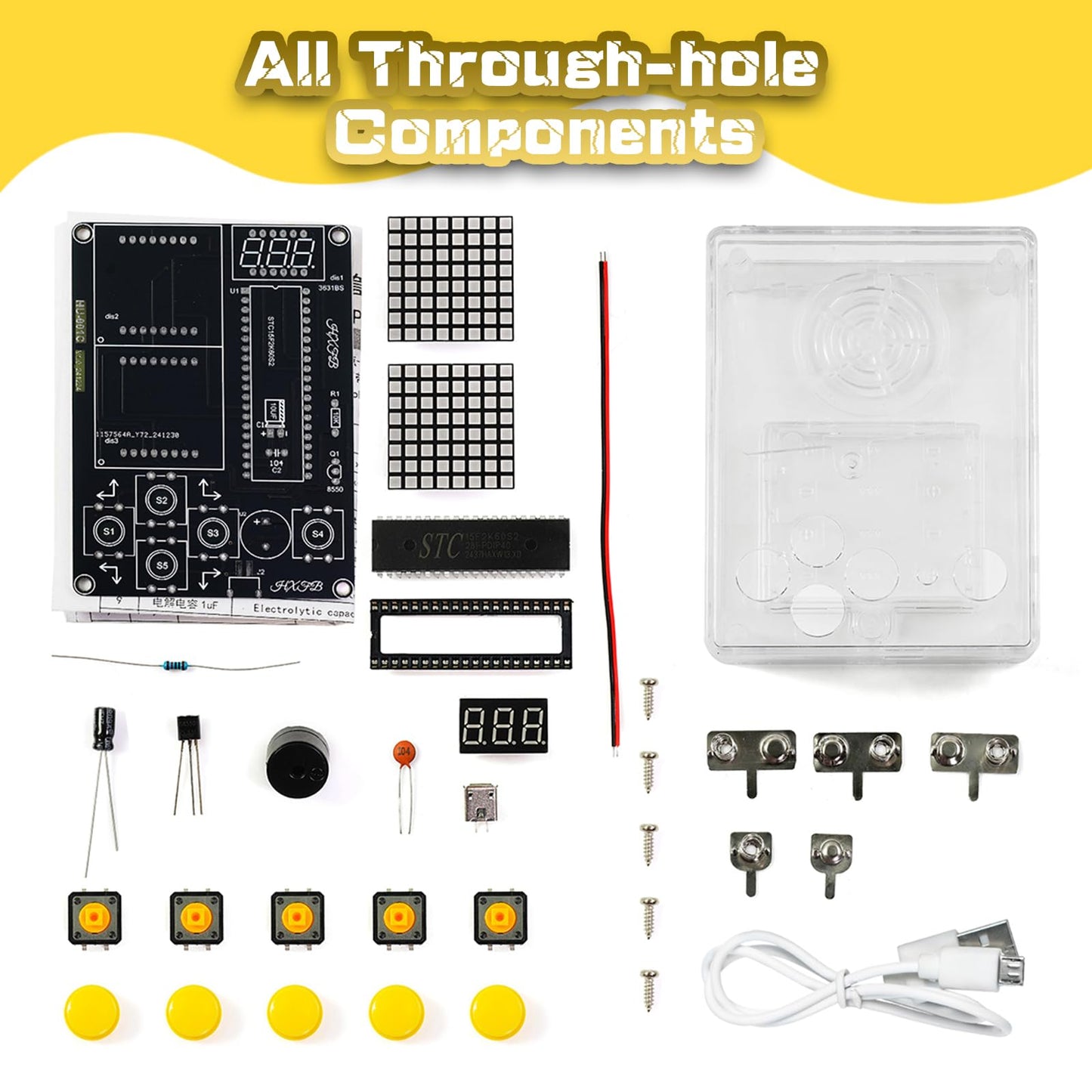 7-in-1 Game Soldering Project Kit, DIY Retro Handheld Game Console Electronics Kit for STEM Learning, 3 Difficulty Levels, Classroom Practice & School Projects for Teens & Students