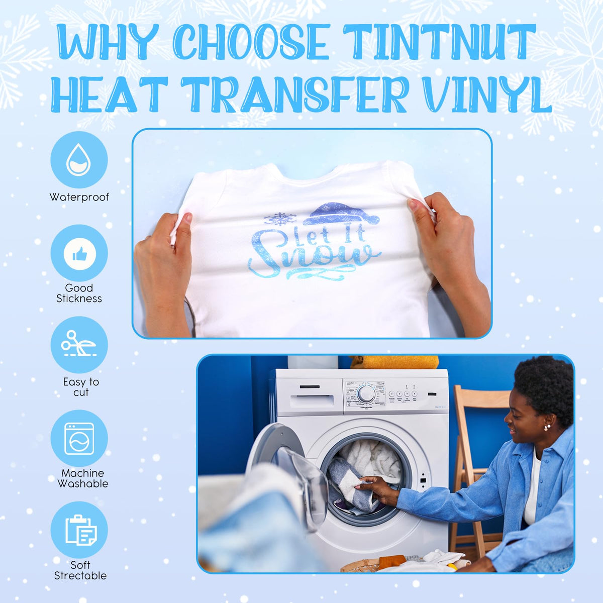 Tintnut Winter Snowscape Heat Transfer Vinyl,10 Pcs 12×10in Iron on Vinyl
