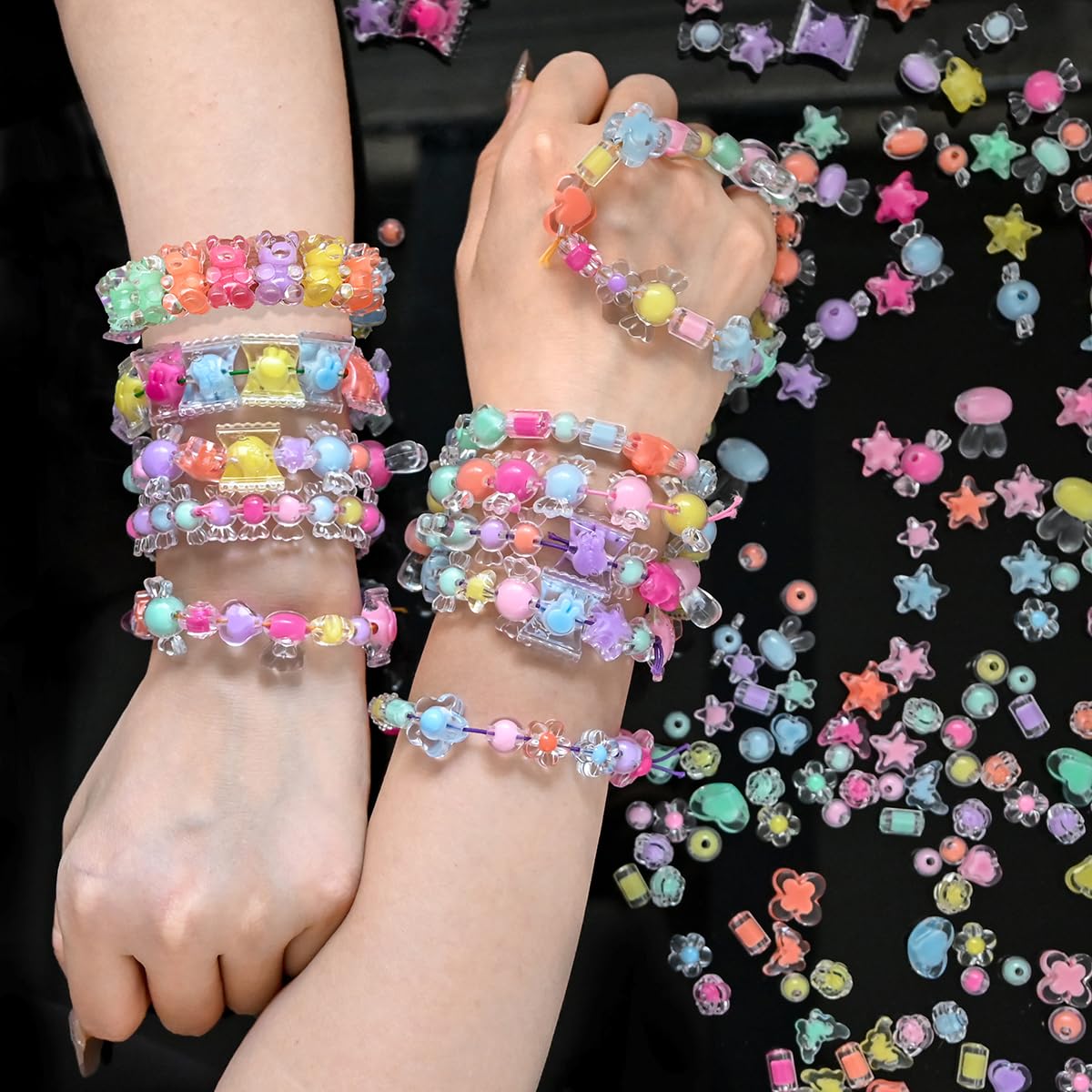 200Pcs Candy Cute Kandi Beads for Jewelry Making Bracelet Key Chains (Bear)