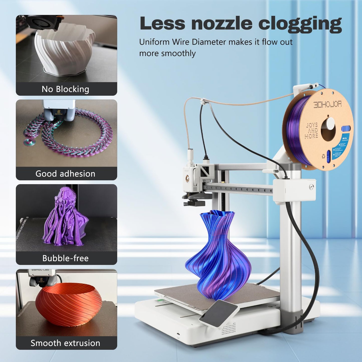Silk PLA Filament 1.75mm- Blue Purple Dual Color