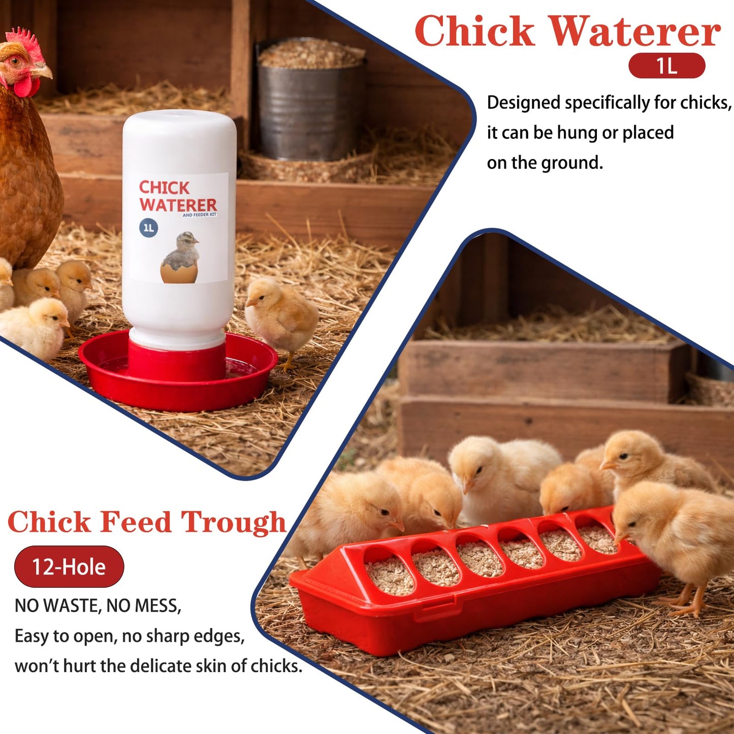 Chick Heat Lamp, 5 Pcs Chick Starter Kit with Chick Feeder and Waterer Set