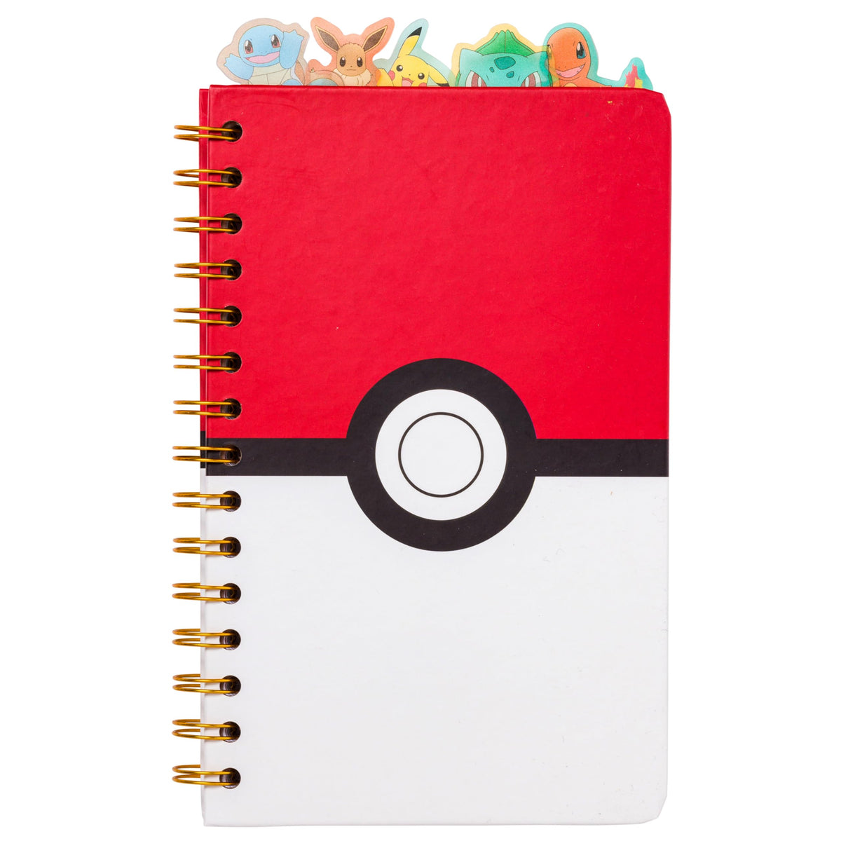 Silver Buffalo Pokémon Pokeball, Pikachu, Spiral Tabbed Notebook, 8" x 5"