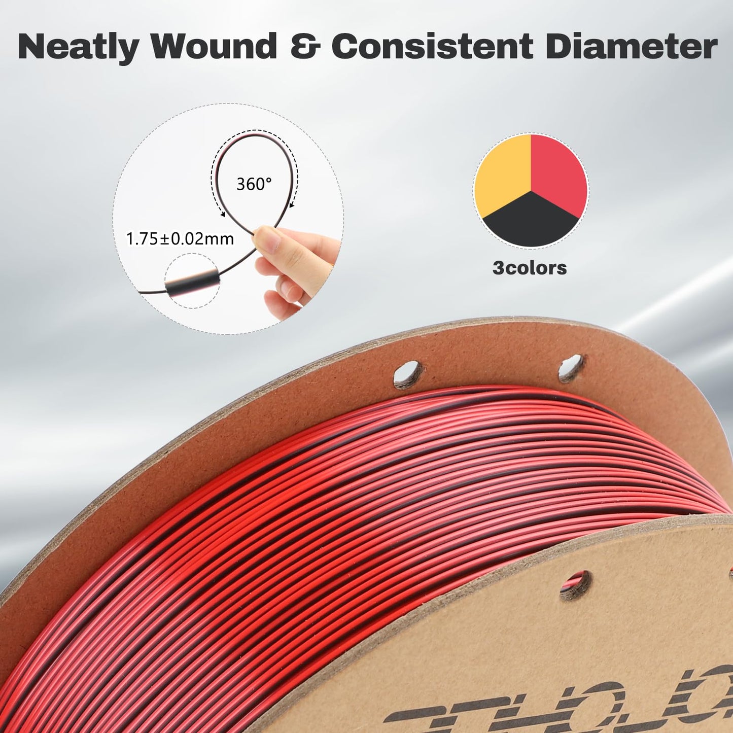 Silk PLA Filament 1.75mm Black Red Gold