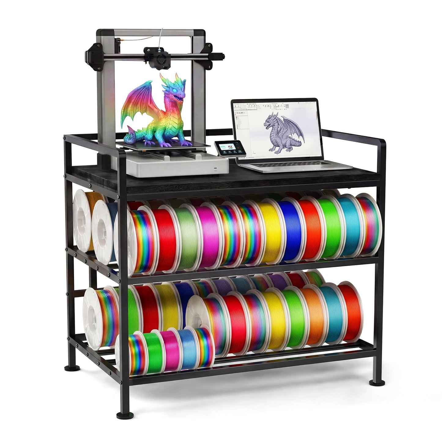 3D Printer Stand with Filament Storage Heavy Duty Metal