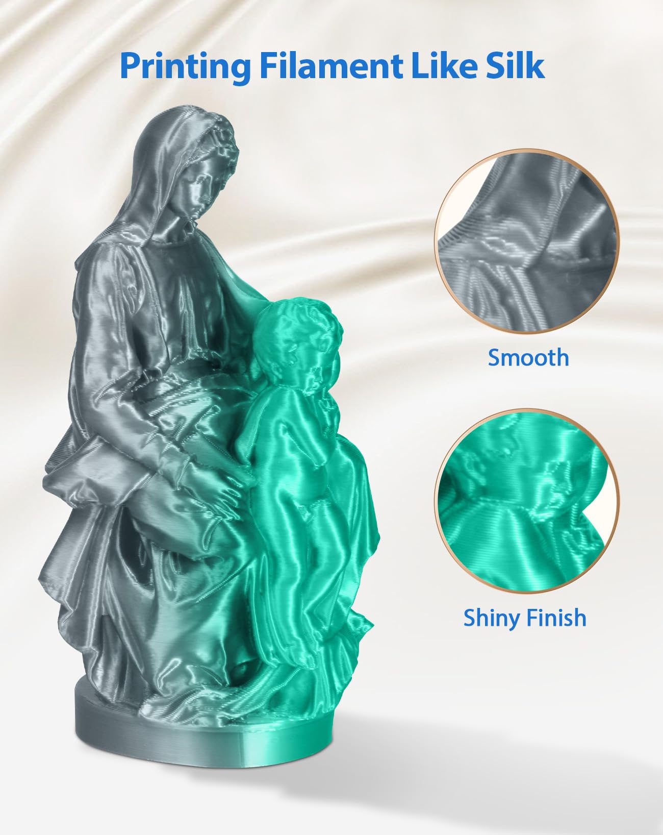 PLA Filament 1.75mm 1kg Spool - Silk Grey Green