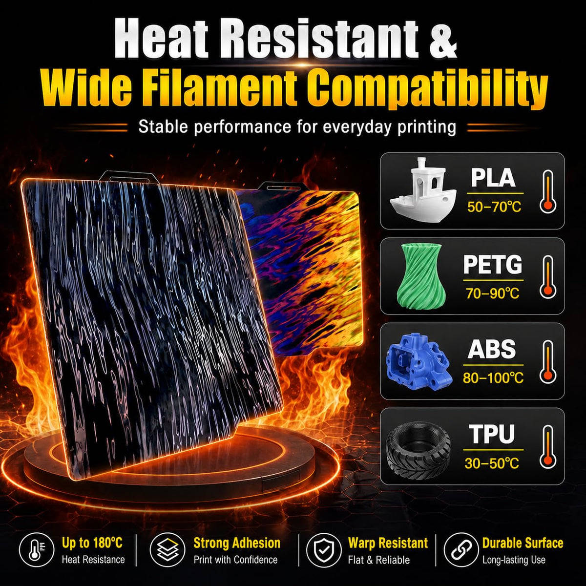 Build Plate for Bambu Lab P1S P2S A1 X1C X1 X1E P1P: Tinytrees Smooth Holographic Build Plate for 3D Printing Hobbyist, 257 X 257mm Flexible Spring Steel 3D Printer Bed for BambuLab PLA TPU PETG ABS