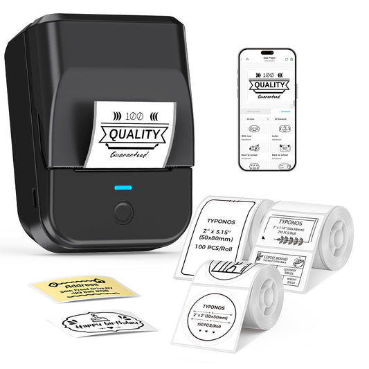 TYPONOS PM240 Label Maker Machine with 3 Tapes, Label Printer Black, Set 2
