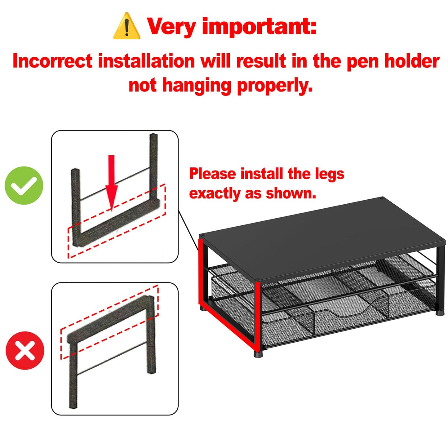 OPNICE Desk Organizer and Accessories, 2-Tier Computer Monitor Stand Riser with Drawer and 2 Pen Holders, Laptop Stand, Office Desk Accessories for Office Supplies, Black