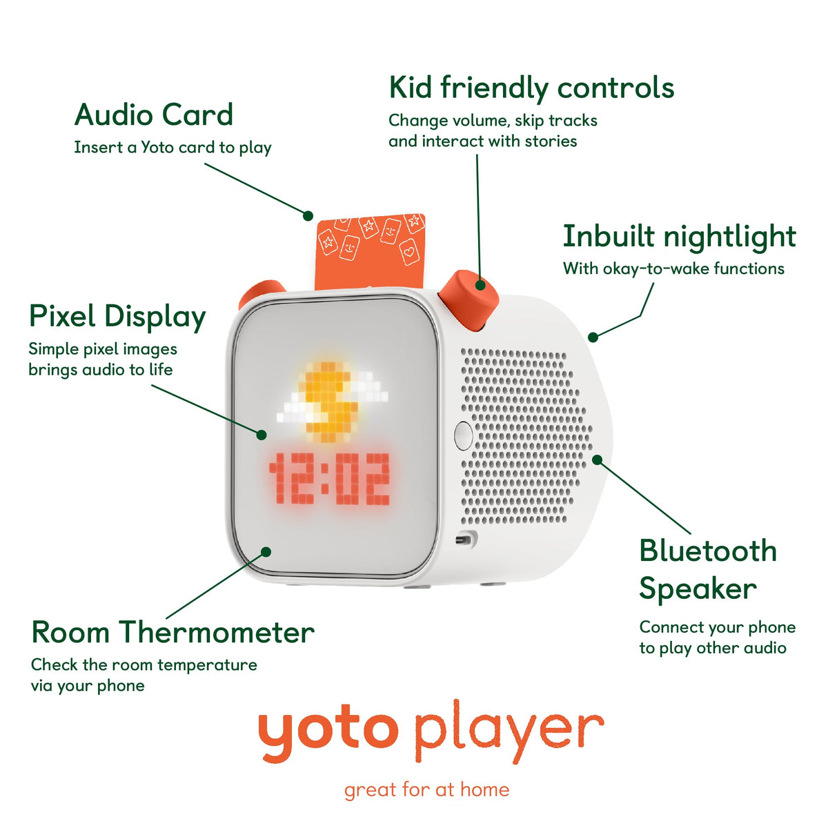 YOTO Player (3rd Gen.) + Starter Pack for Little Kids Bundle – Kids Bluetooth Audio Speaker, All-in-1 Screen-Free Device for Stories Music Podcasts Radio White Noise Thermometer Nightlight