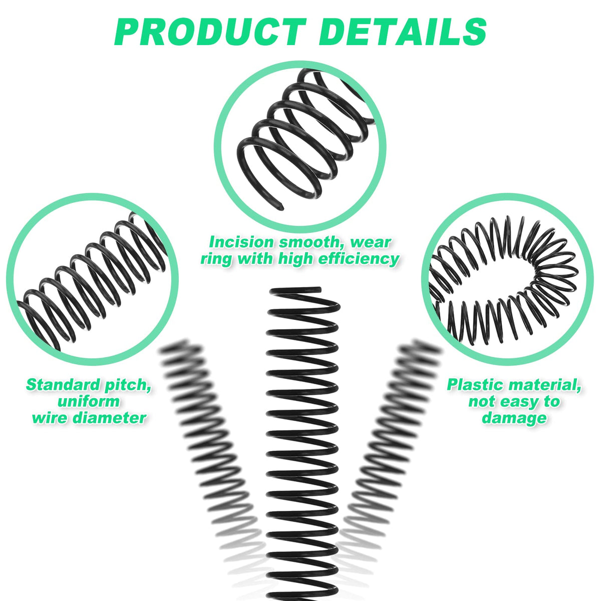 Leinuosen 120 Pack Binder Coils,1/4 5/16 3/8 1/2 5/8 3/4 Inch, Black