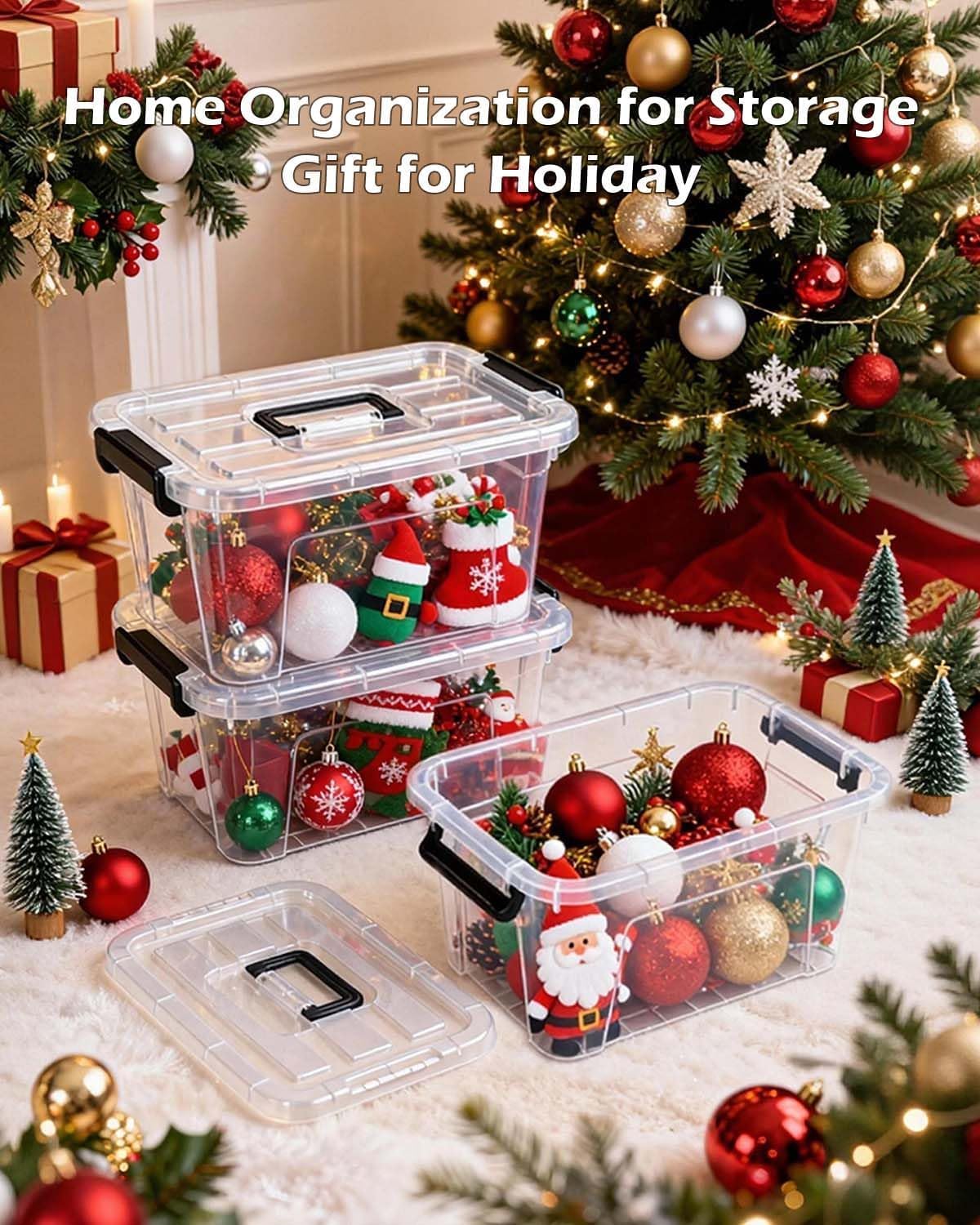 Plastic Storage Bins with Lids 6 Pack Storage Organizer, 7 Quart, Clear