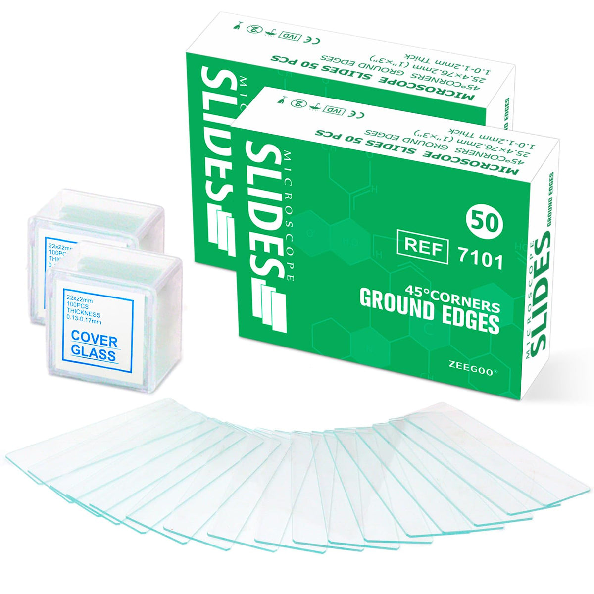 ZEEGOO Microscope Slides and Covers, 100 Glass Slides + 200 Coverslips