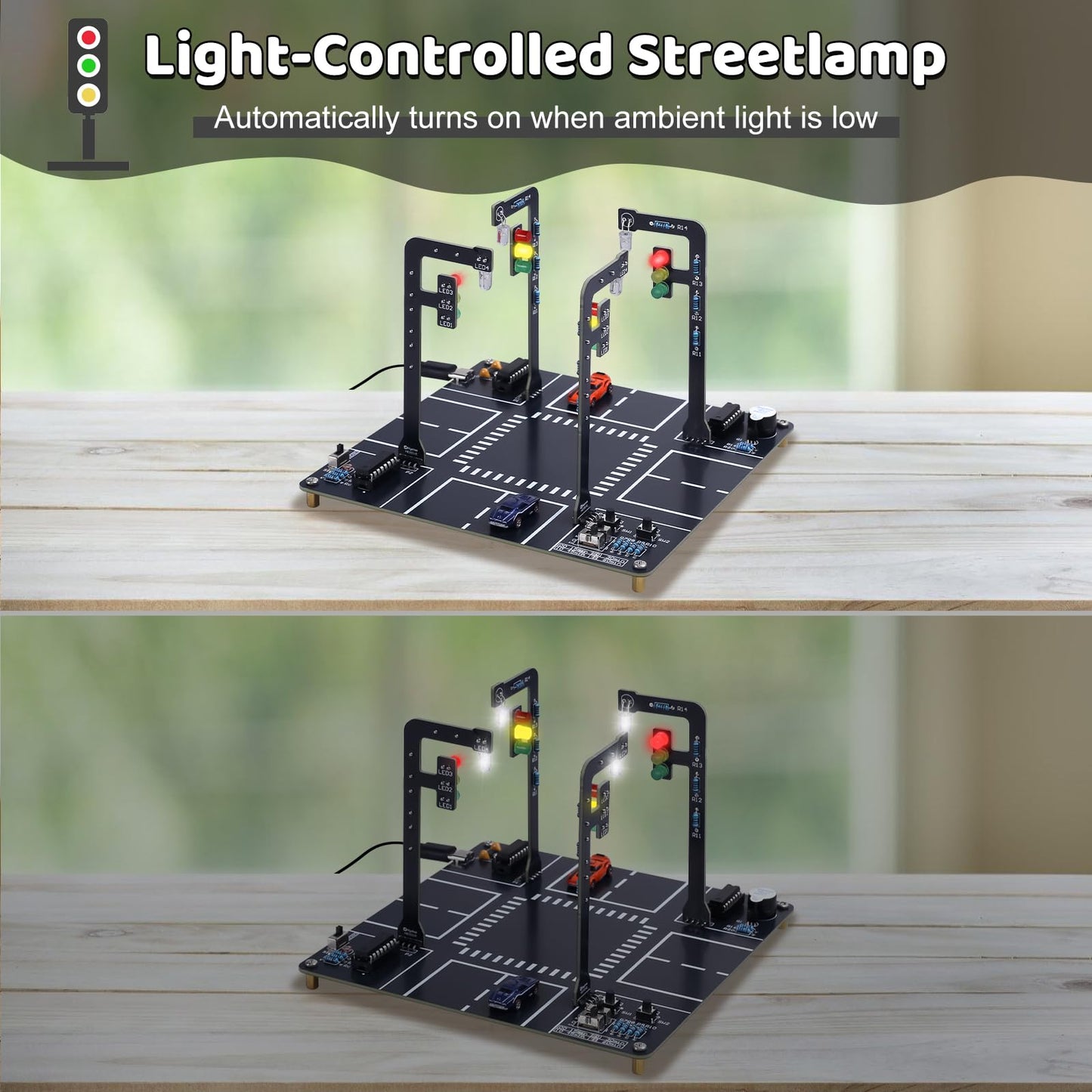 LED Traffic Light Soldering Kit, STEM Educational Electronics Project with Sounds DIY Traffic Signal Light Circuit Board Soldering Practice Kit