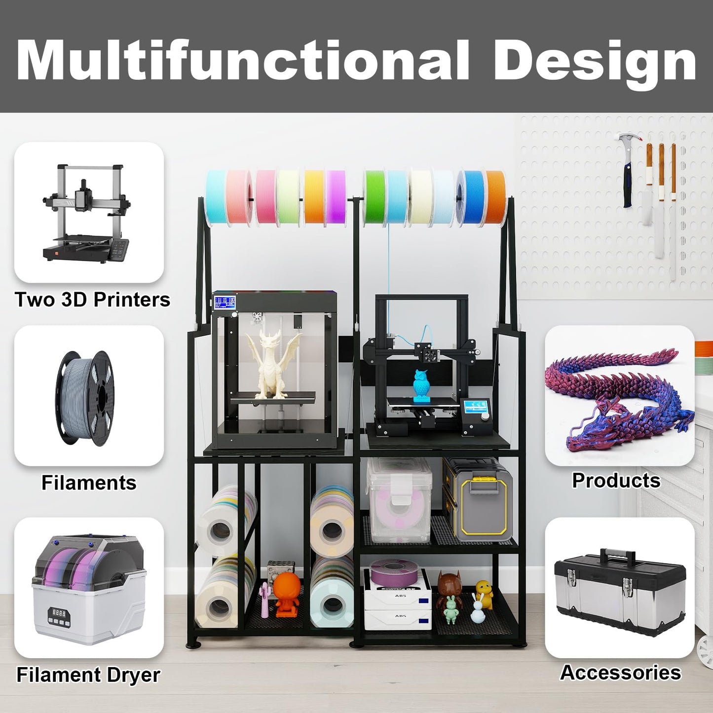 3D Printer Stand with Filament Storage