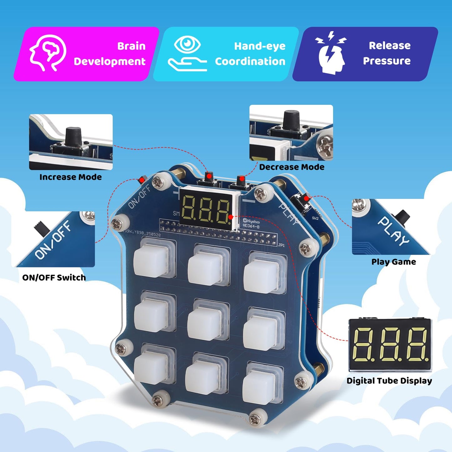 DIY Electronic Game Kit, 3-in-1 LED Game Soldering Project with Memory, Speed & Reaction Modes, Interactive STEM Soldering Practice Kit