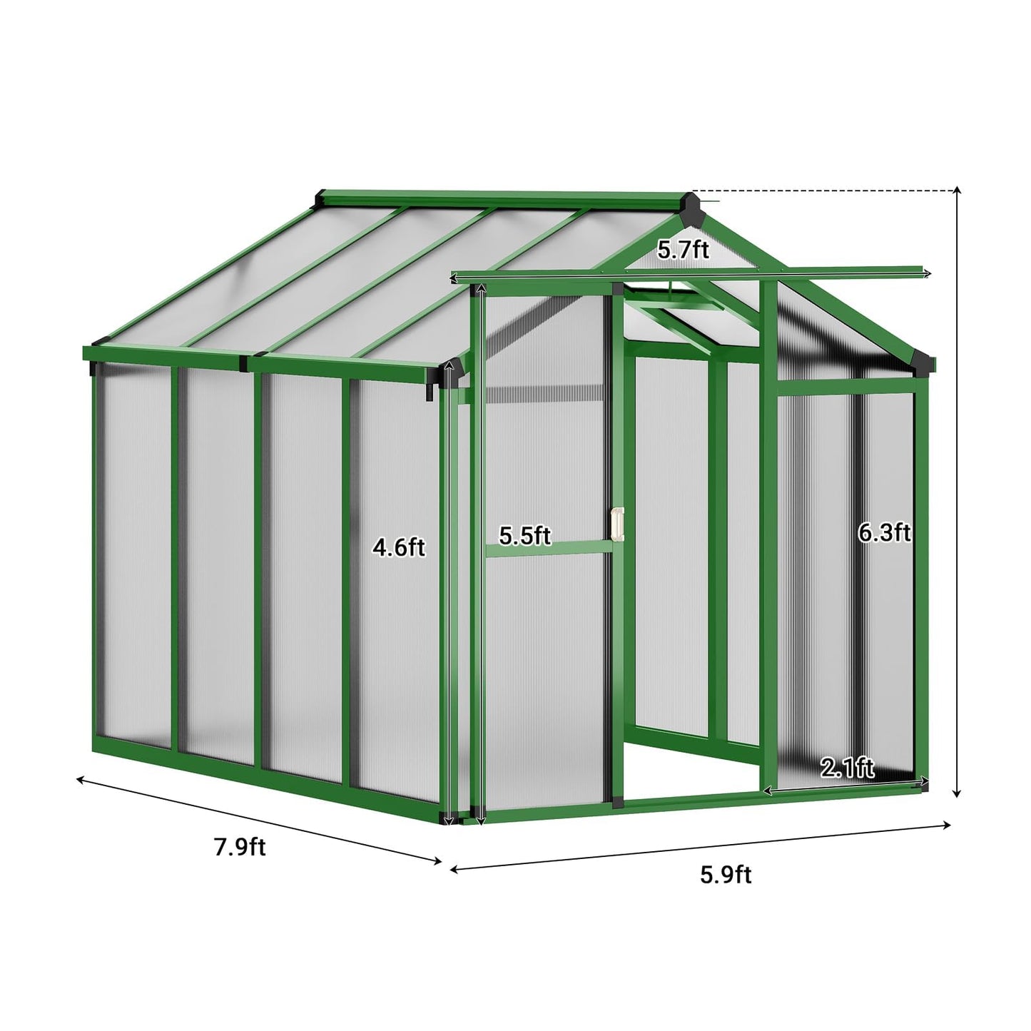 6X8 FT Greenhouse for Outdoors, Walk-in Greenhouse Kit with Aluminum Frame