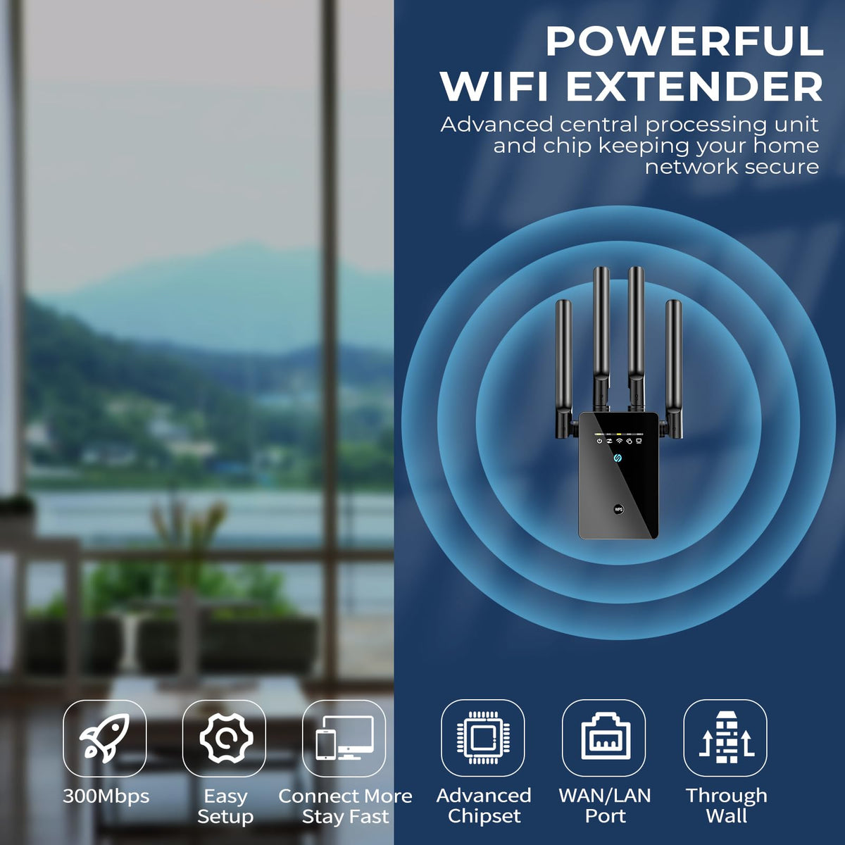WiFi Extender Signal Booster - 6X Faster Internet Extender WiFi Booster
