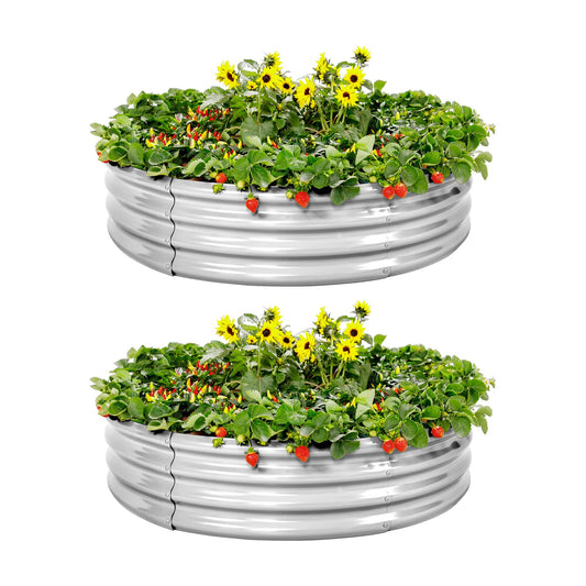 2 Pack 2×2×1ft Galvanized Raised Garden Bed