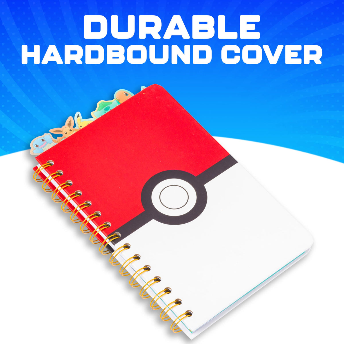 Silver Buffalo Pokémon Pokeball, Pikachu, Spiral Tabbed Notebook, 8" x 5"