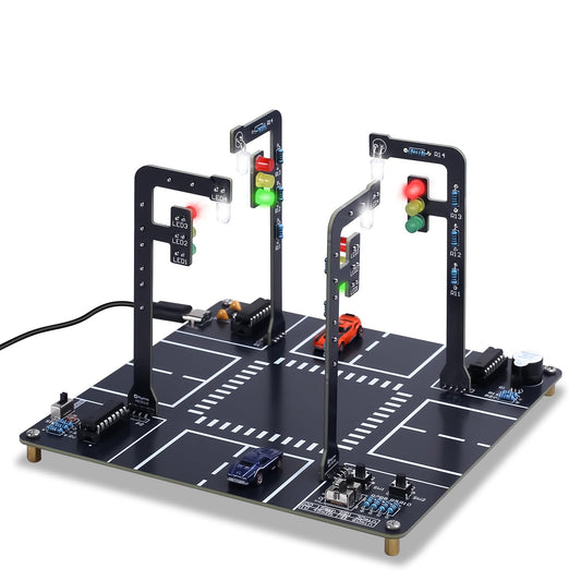 LED Traffic Light Soldering Kit, STEM Educational Electronics Project with Sounds DIY Traffic Signal Light Circuit Board Soldering Practice Kit
