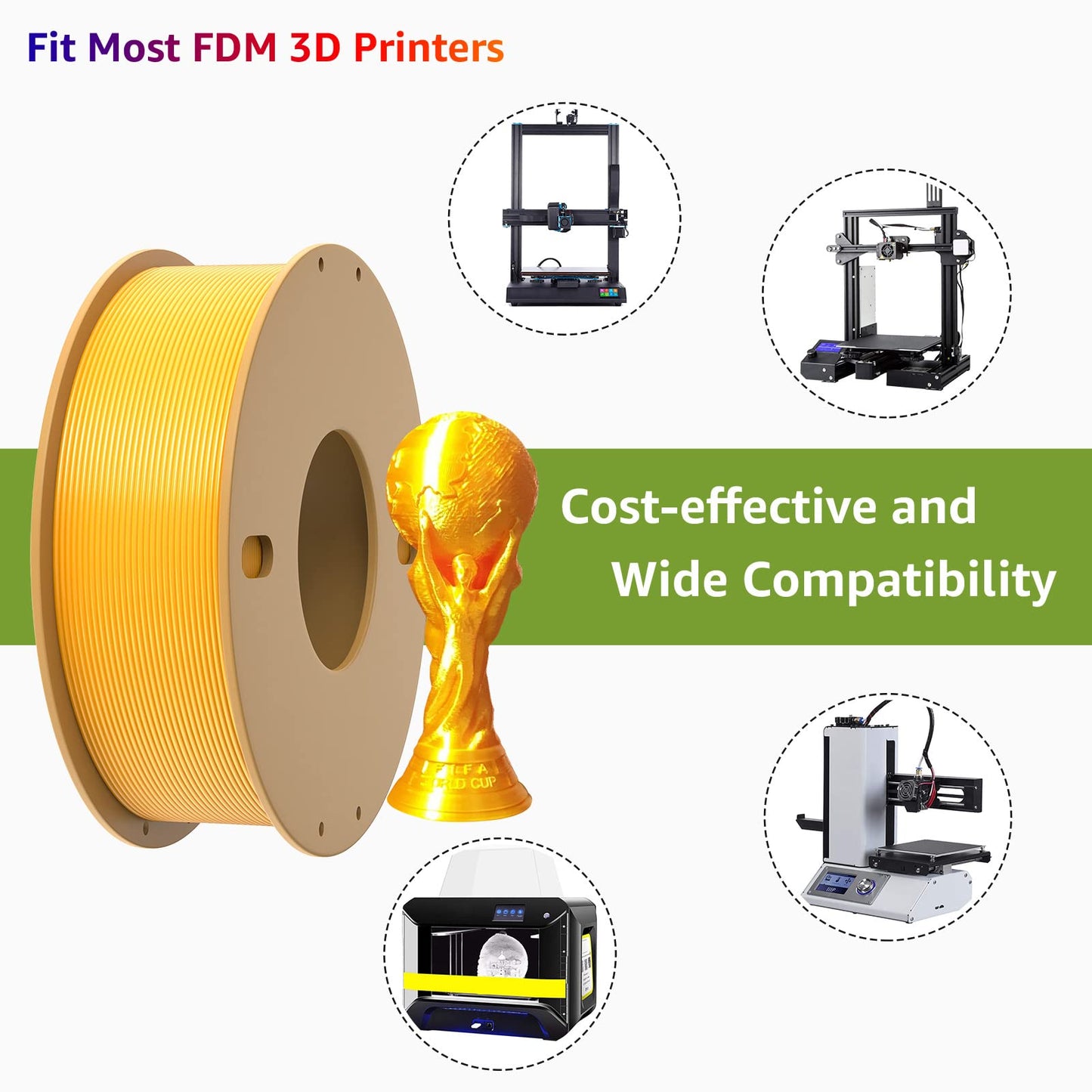 PLA+ 3D Printer Filament 1.75mm-250g Spool, PLA Pro Plus, Silk Gold
