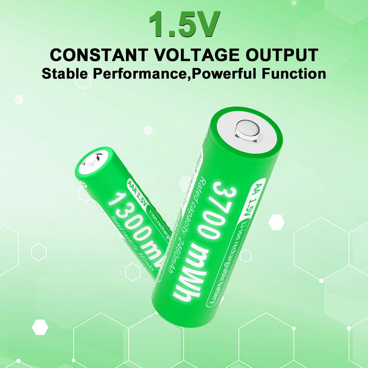 Rechargeable AA AAA Battery Lithium with Charger, 16Pcs (2 Pack)