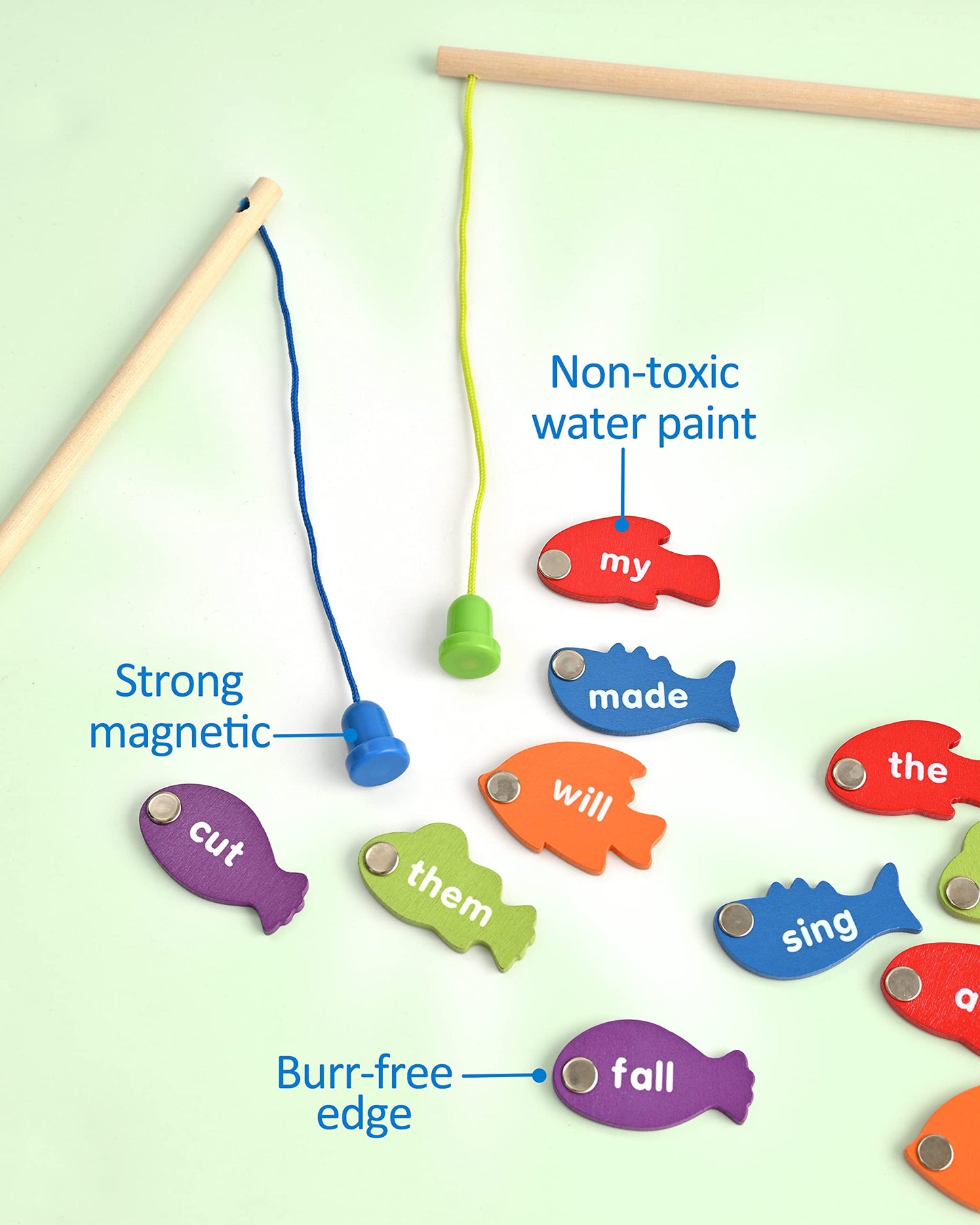 Coogam Wooden Magnetic Fishing Sight Words Game