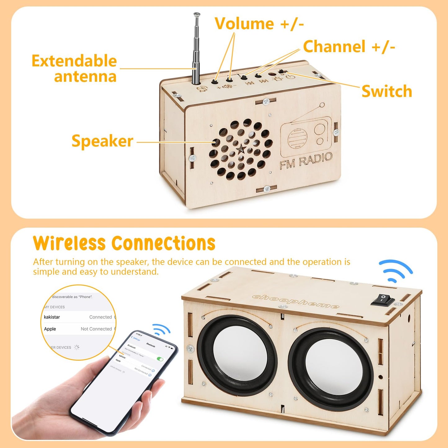 Stem Projects Science Kit Building Own Bluetooth Speaker & FM Radio