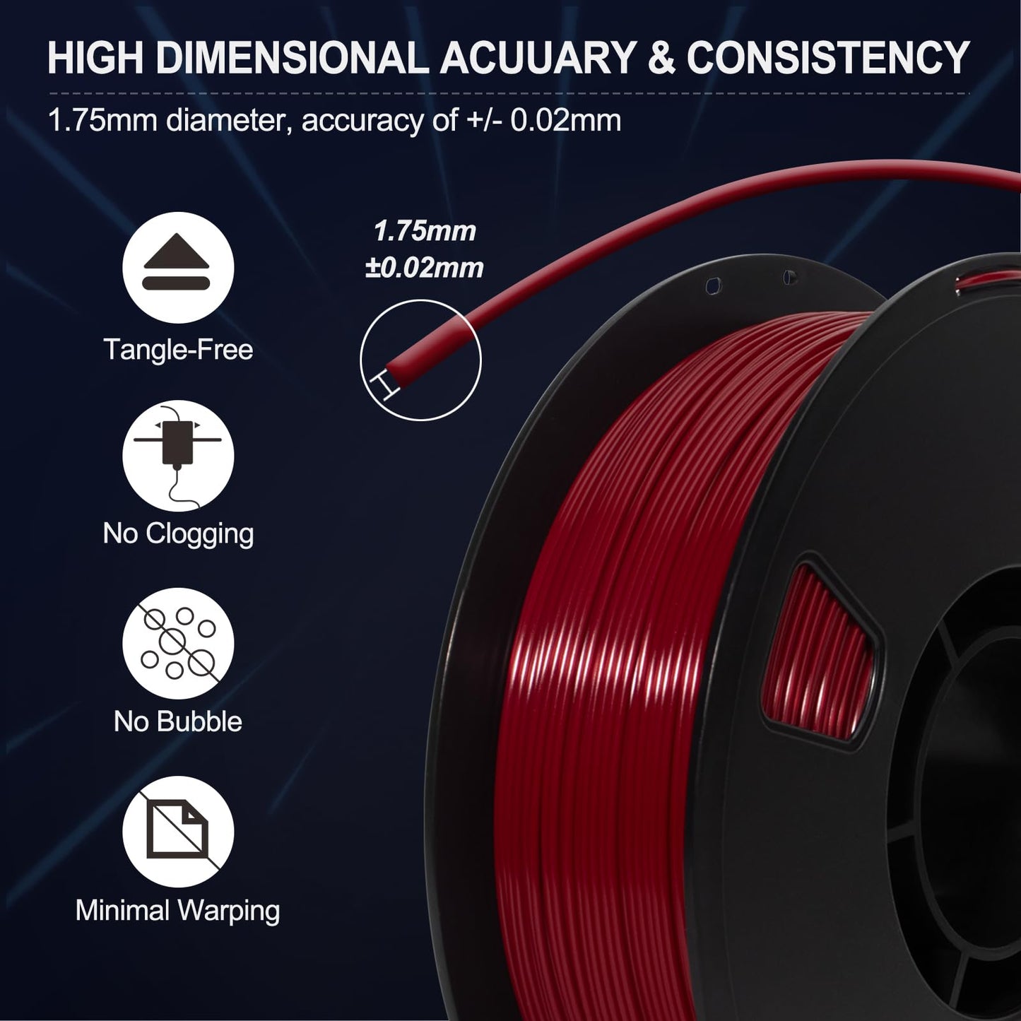 PLA Filament 1.75mm- Ruby Red