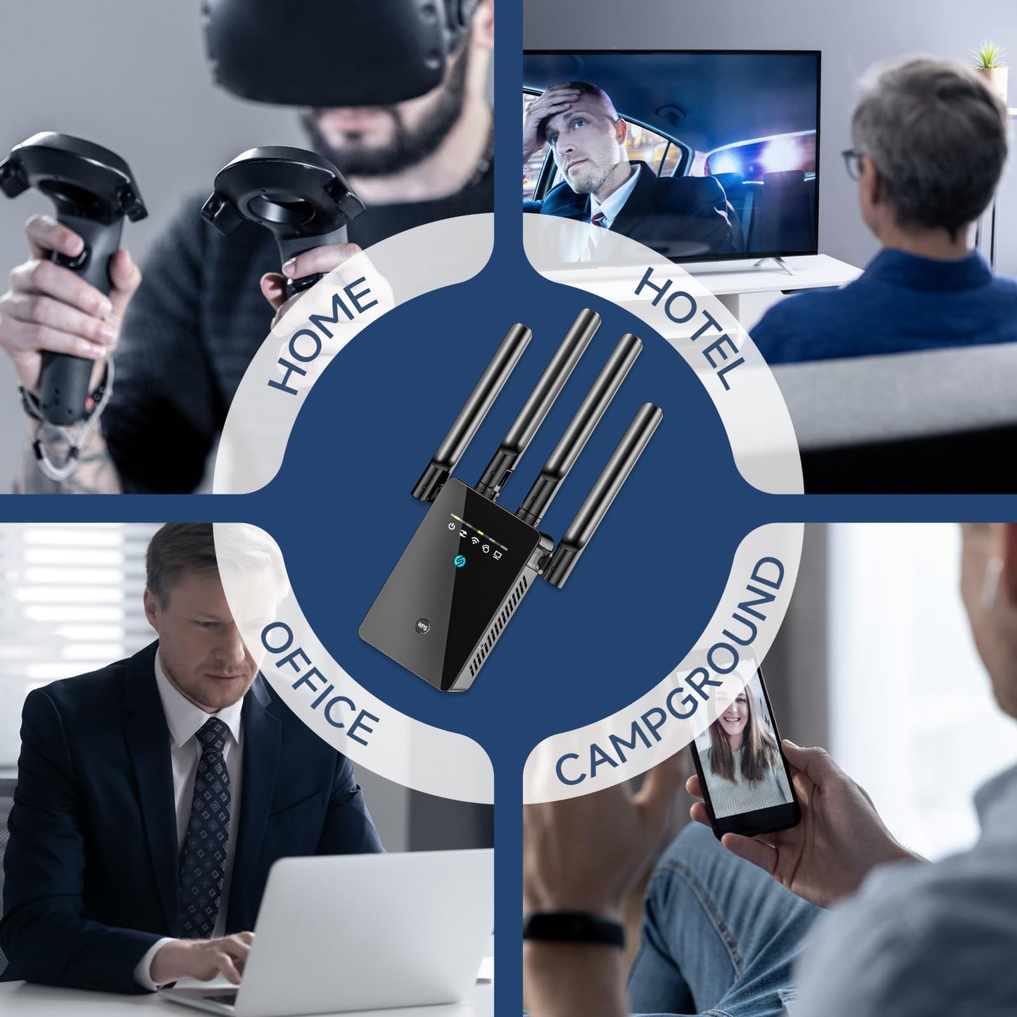 WiFi Extender Signal Booster - 6X Faster Internet Extender WiFi Booster